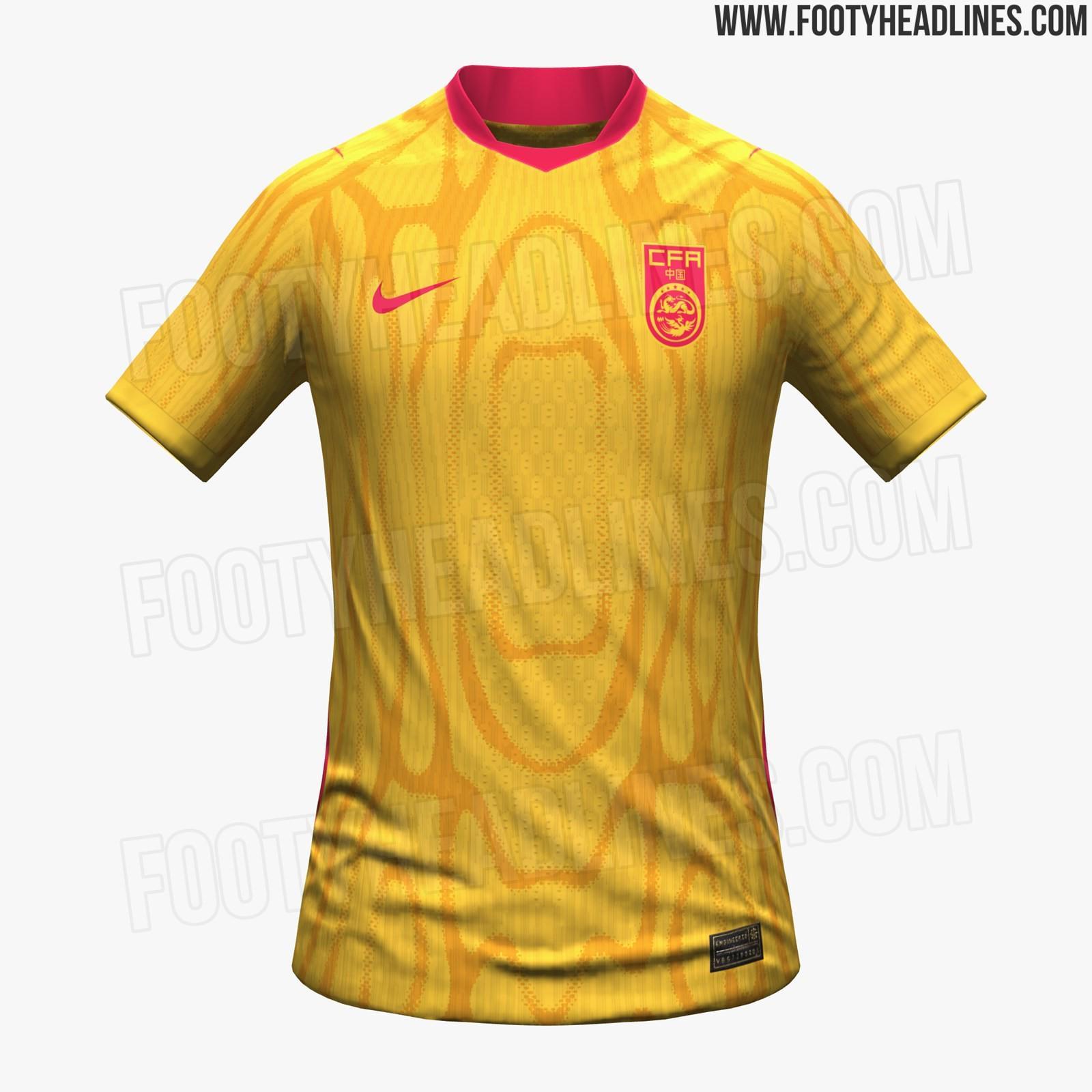 国足2026球衣曝光：主场球衣延续红色配色，客场回归黄色主色调